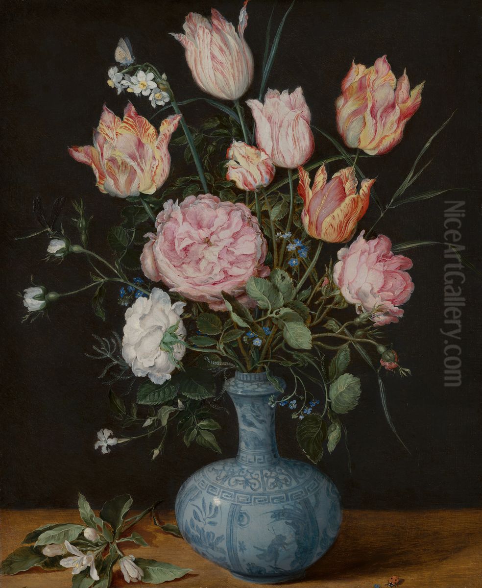 Flowers in a Wan-Li Vase Oil Painting by Jan Brughel