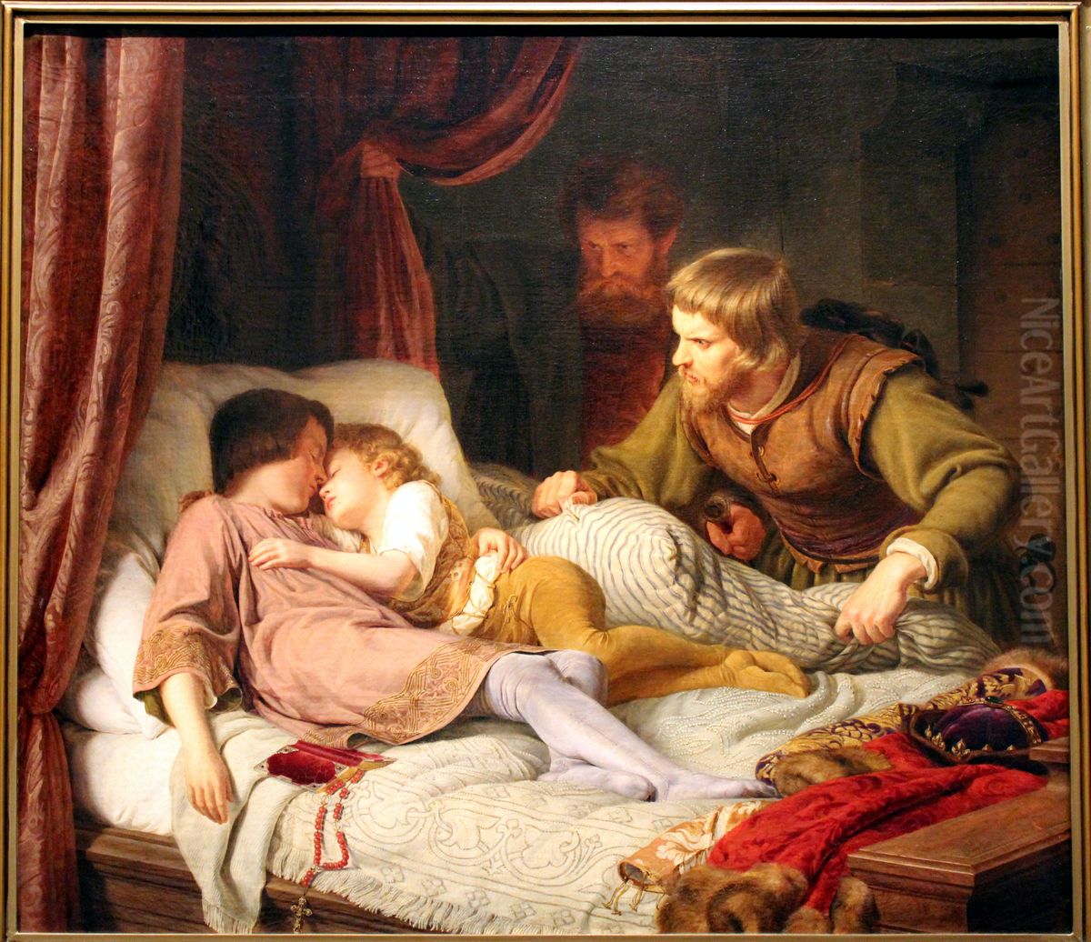 Die Ermorderung der Sohne Eduards IV. Oil Painting by Theodor Hildebrandt