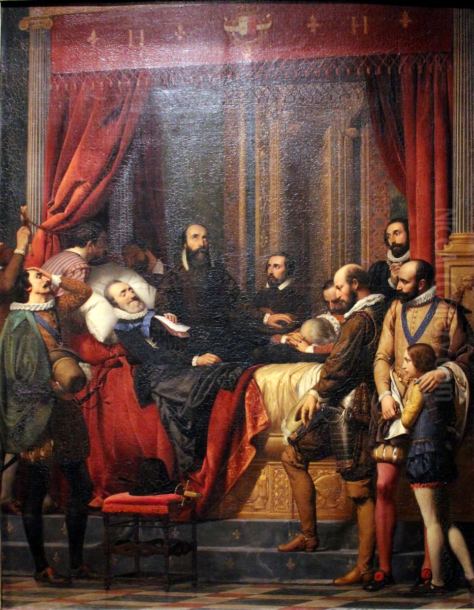 Le Corps d'Henri IV expose au Louvre Oil Painting by Alexandre-Jean-Baptiste Hesse