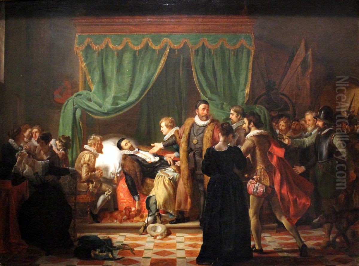 Het sterfbed van Willem van Oranje Oil Painting by Woutherus Mol