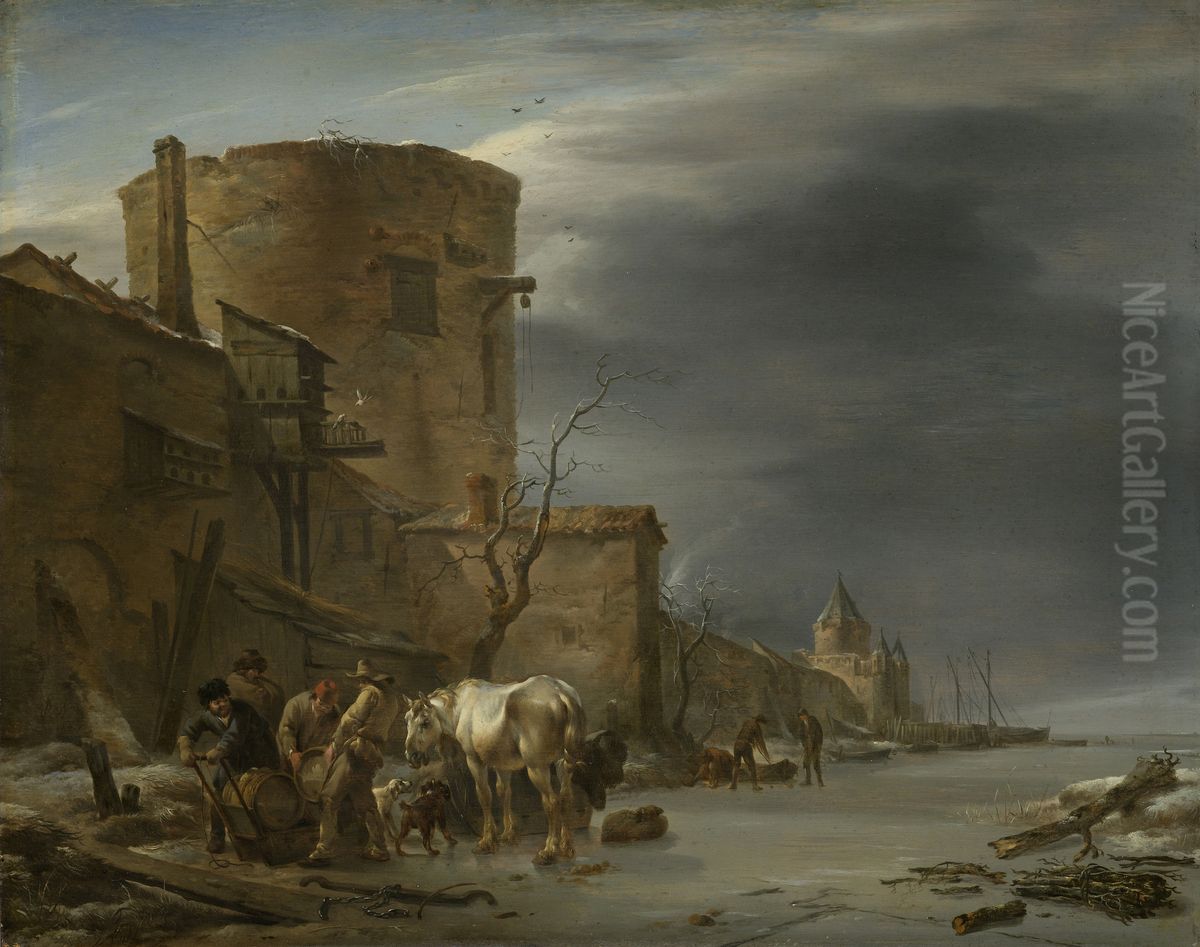 The City Wall of Haarlem in the Winter Oil Painting by Nicolaes Pieterszoon Berchem