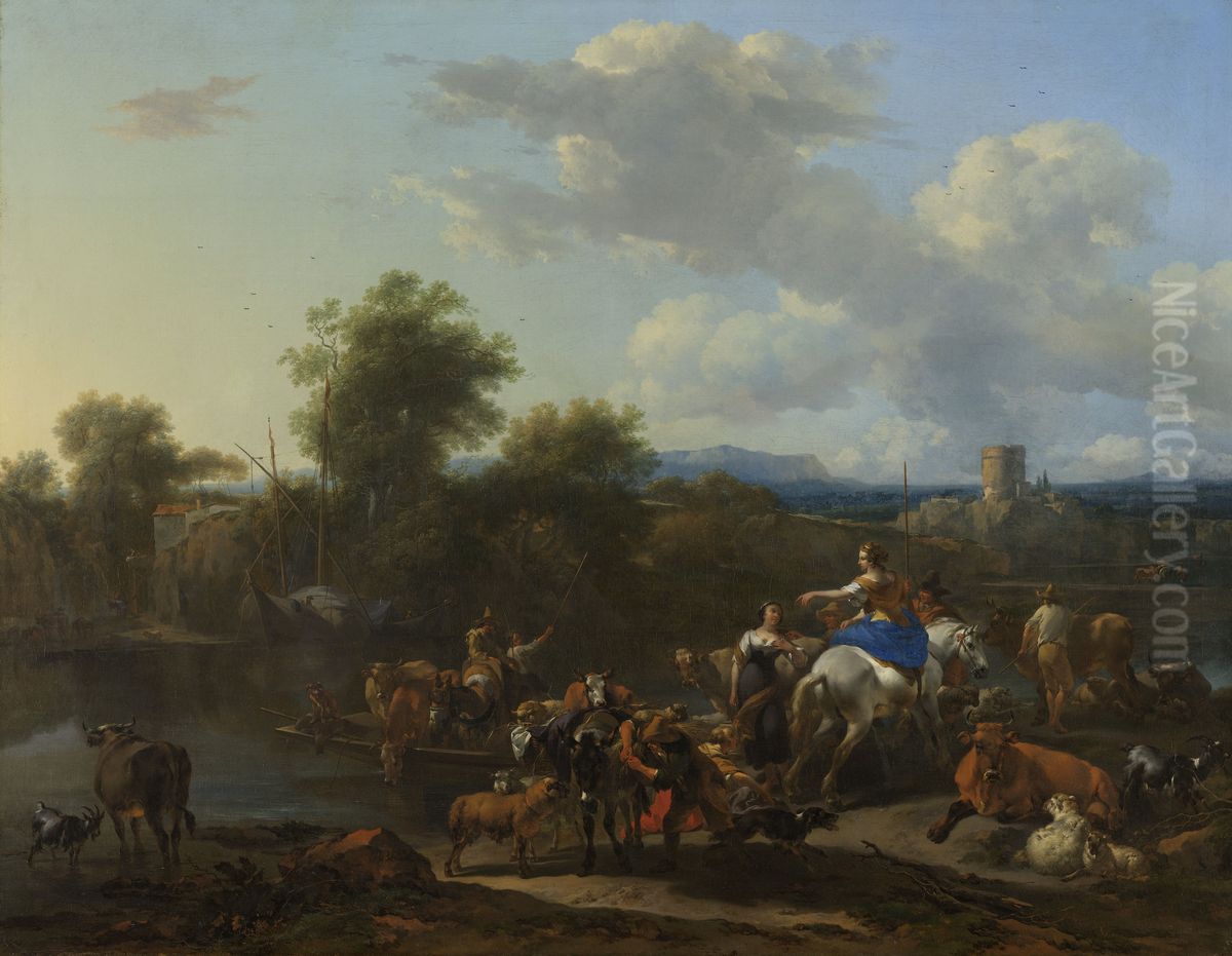 The Cattle Ferry Oil Painting by Nicolaes Pieterszoon Berchem