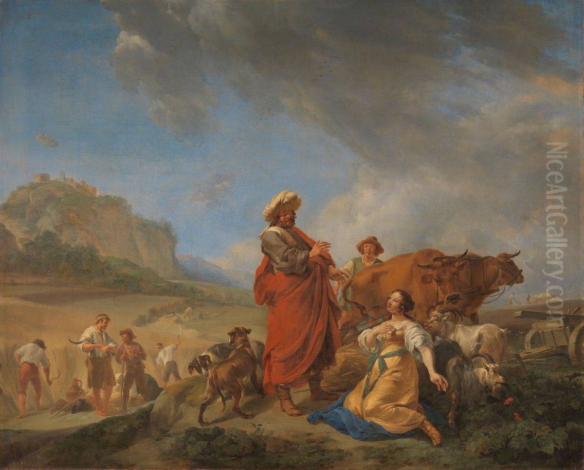 Ruth and Boas Oil Painting by Nicolaes Pieterszoon Berchem