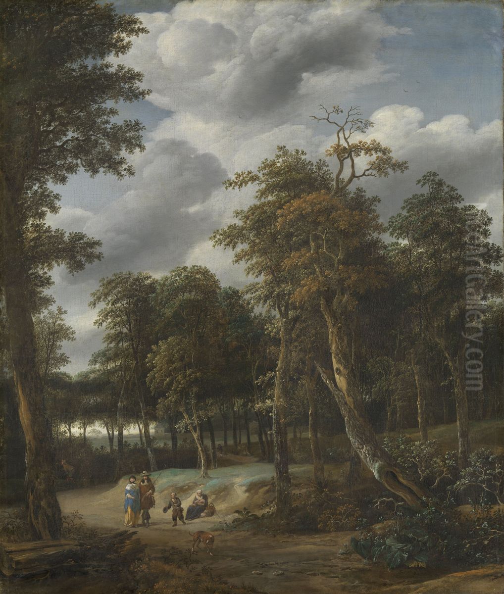 Forest Road Oil Painting by Jan Looten