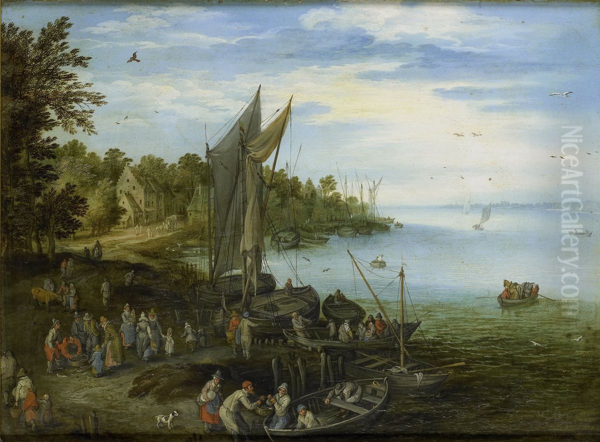 River Bank Oil Painting by Jan Brughel