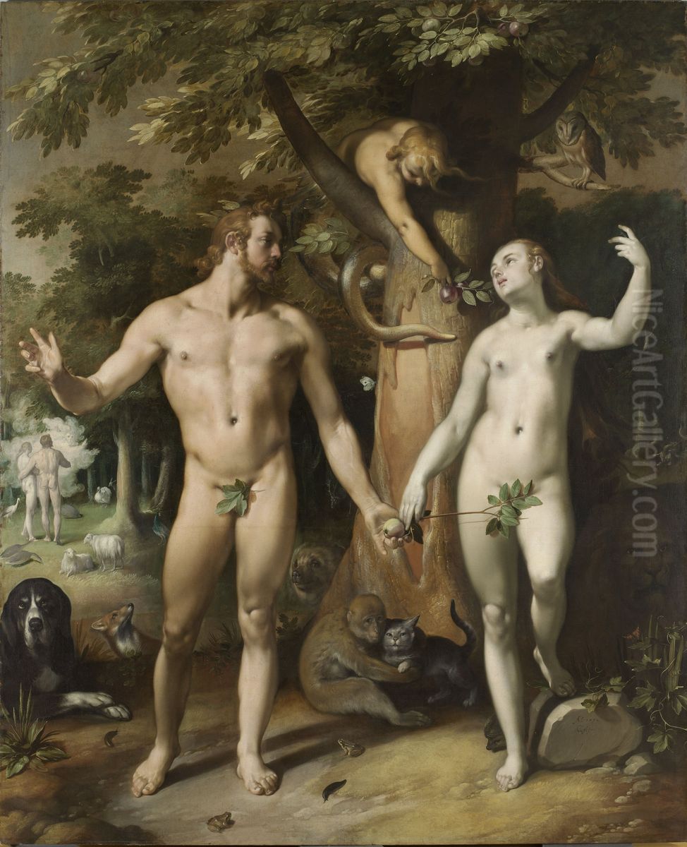 The Fall of Man Oil Painting by Cornelis van Haarlem