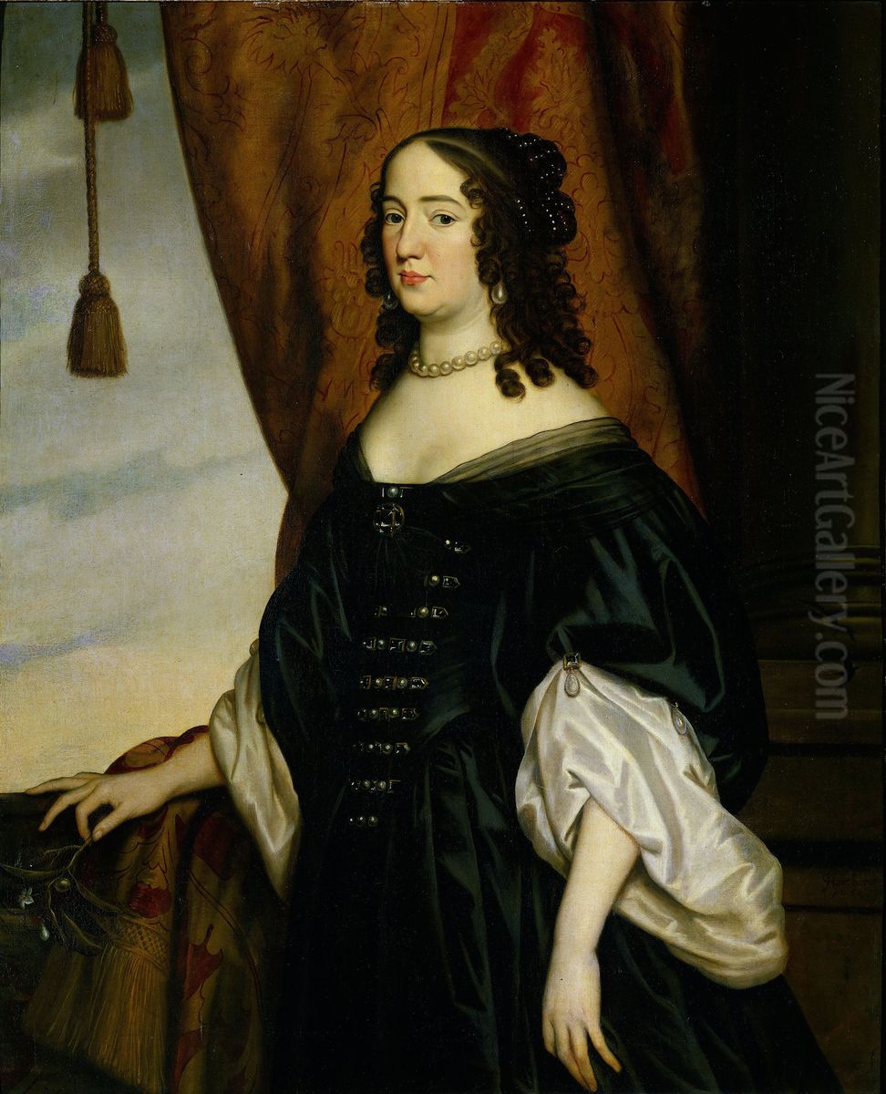Portret van Amalia van Solms (1602-75) Oil Painting by Gerard van Honthorst