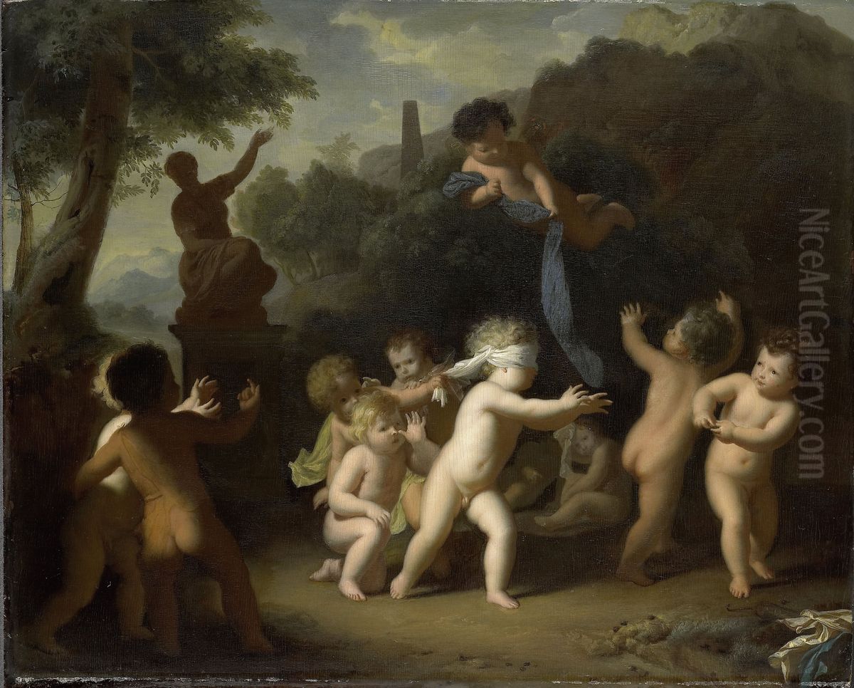 Spelende putti Oil Painting by Hendrik van Limborch