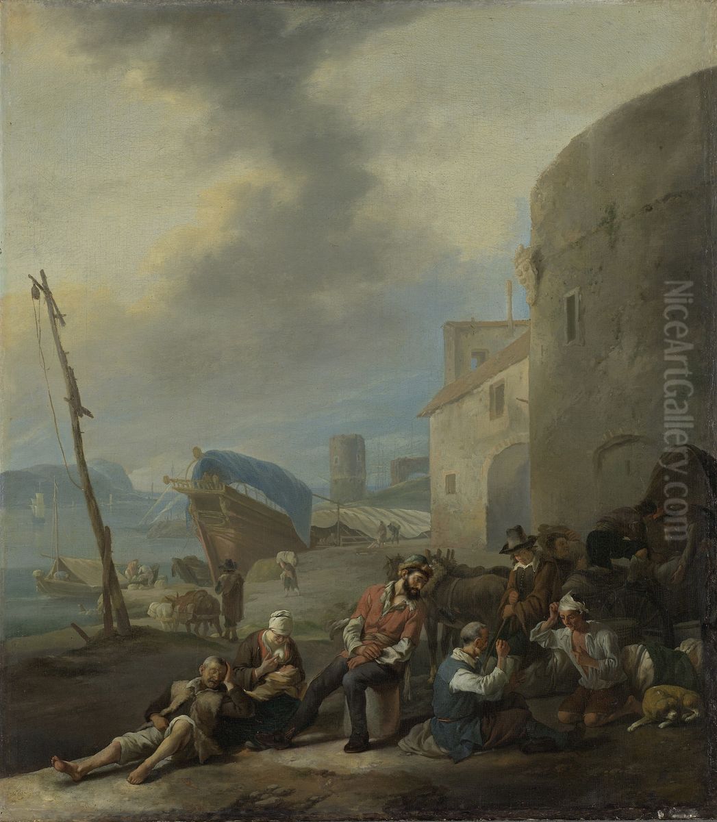 Italiaanse haven Oil Painting by Johannes Lingelbach