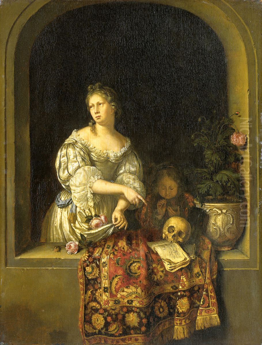 Allegorie op de vergankelijkheid Oil Painting by Frans van Mieris