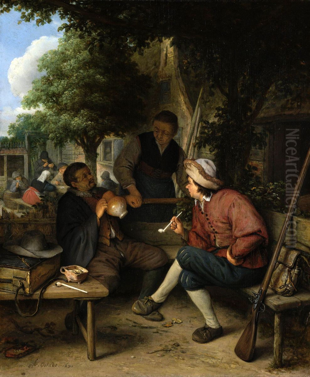 Resting travellers Oil Painting by Adriaen van Ostade