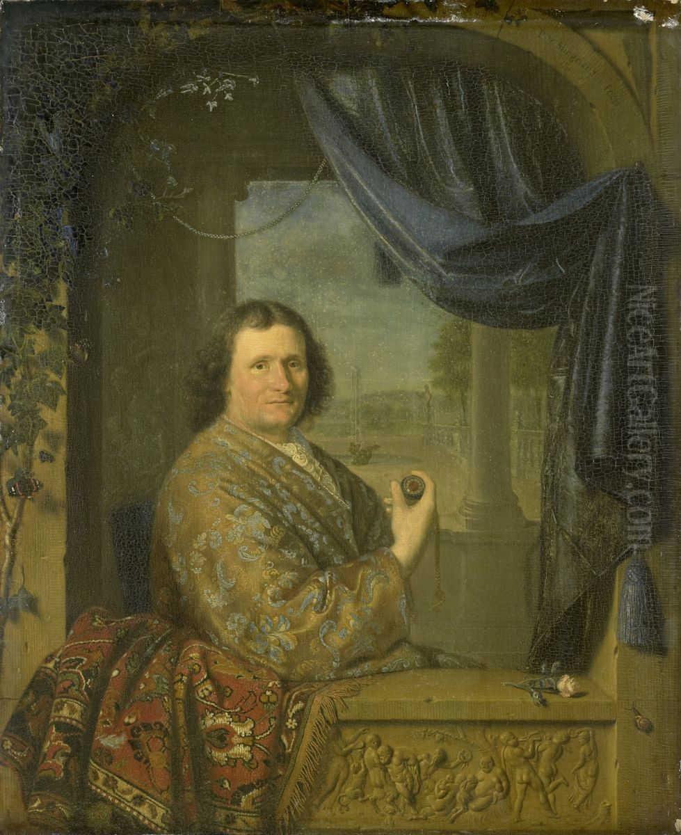 Portret van een man met horloge Oil Painting by Pieter Cornelisz van Slingelandt