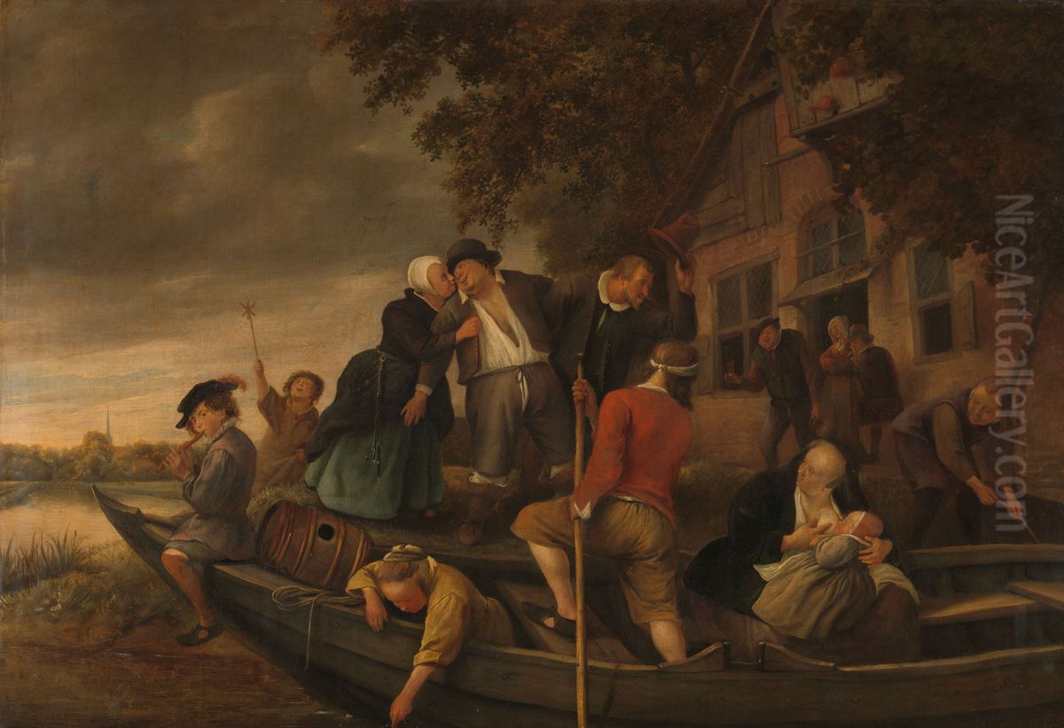 Het vrolijk huiswaartskeren Oil Painting by Jan Steen