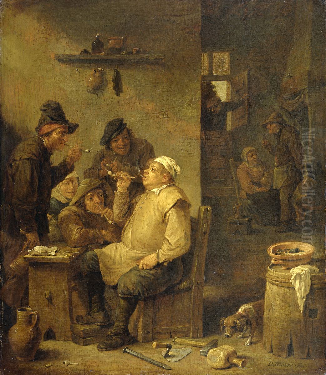 Bricklayer smoking a pipe Oil Painting by David Teniers the Younger