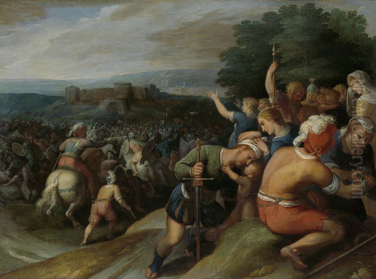 The Batavians Surround the Romans at Vetera Oil Painting by Otto van Veen