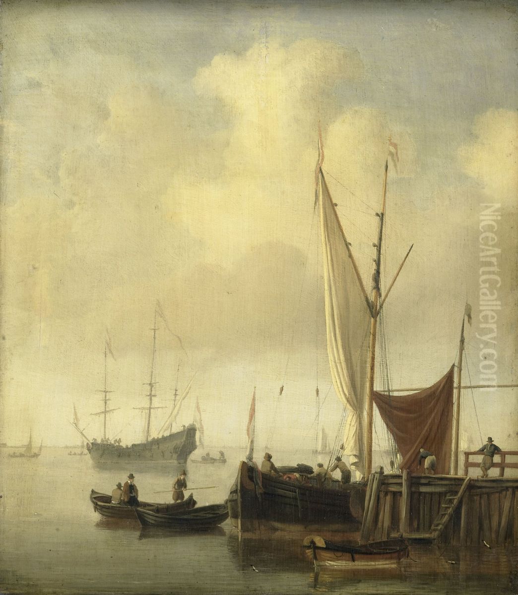 Havengezicht Oil Painting by Willem van de Velde the Younger