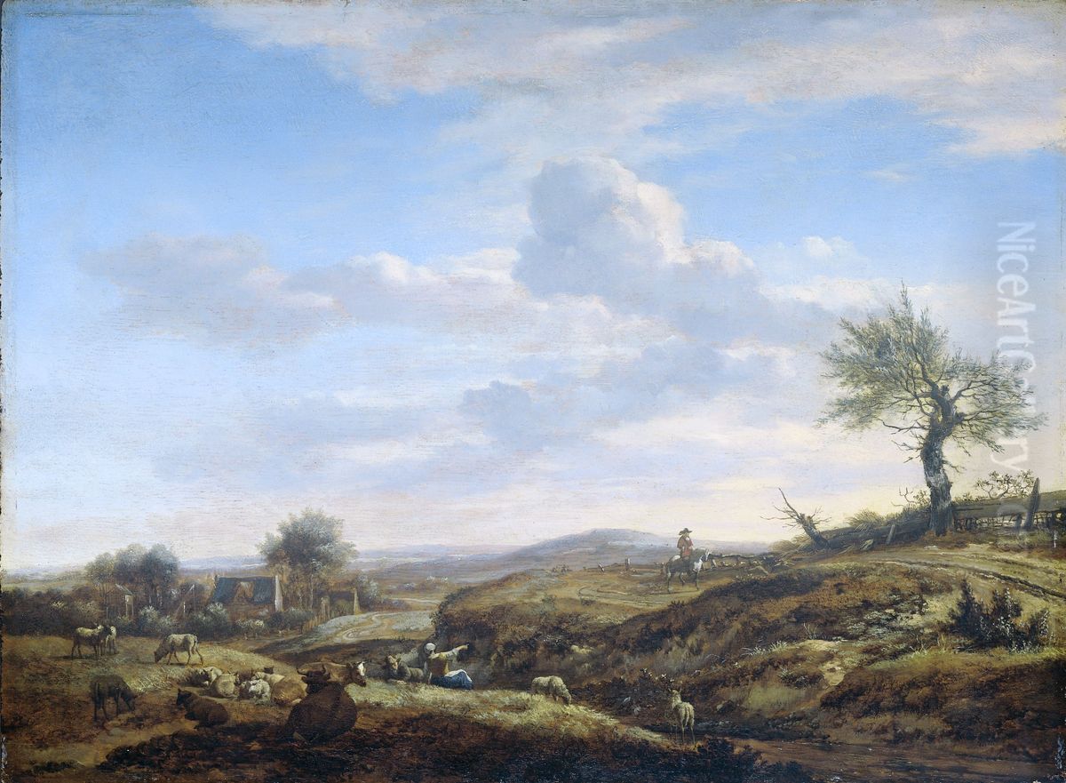 Hilly Landscape with a High Road Oil Painting by Adriaen Van De Velde
