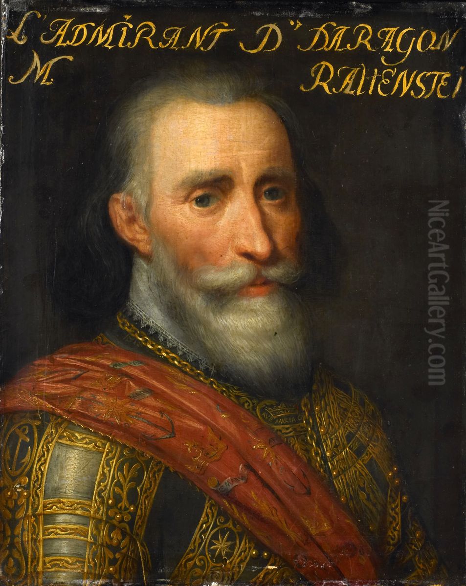 Portrait of Francisco Hurtado de Mendoza (1546-1623) Oil Painting by Jan van Ravesteynor workshop