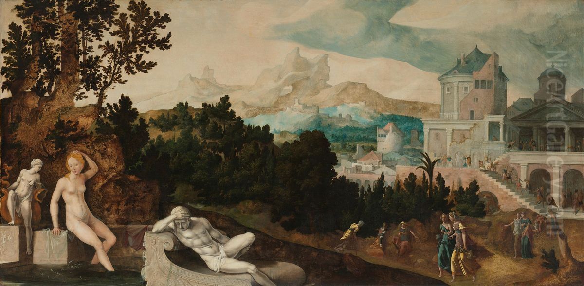 Landschap met Bathseba Oil Painting by Jan Van Scorel