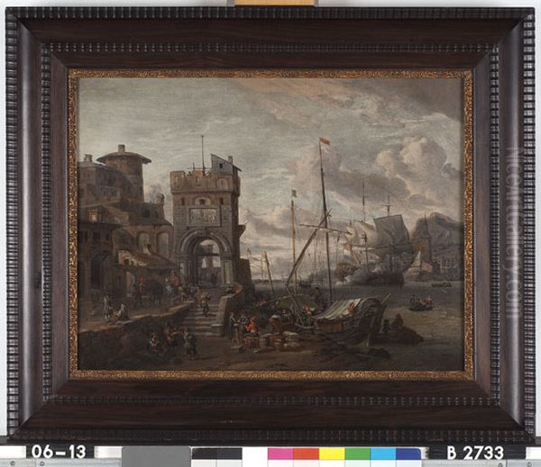 Italiaanse zeehaven Oil Painting by Abraham Storck