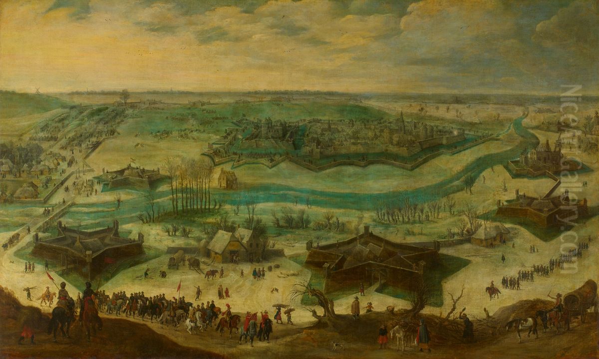 Een belegering van een stad, vermoedelijk het beleg van Gulik door de Spanjaarden onder Hendrik van den Bergh, 5 september 1621-3 februari 1622 Oil Painting by Peter Snayers