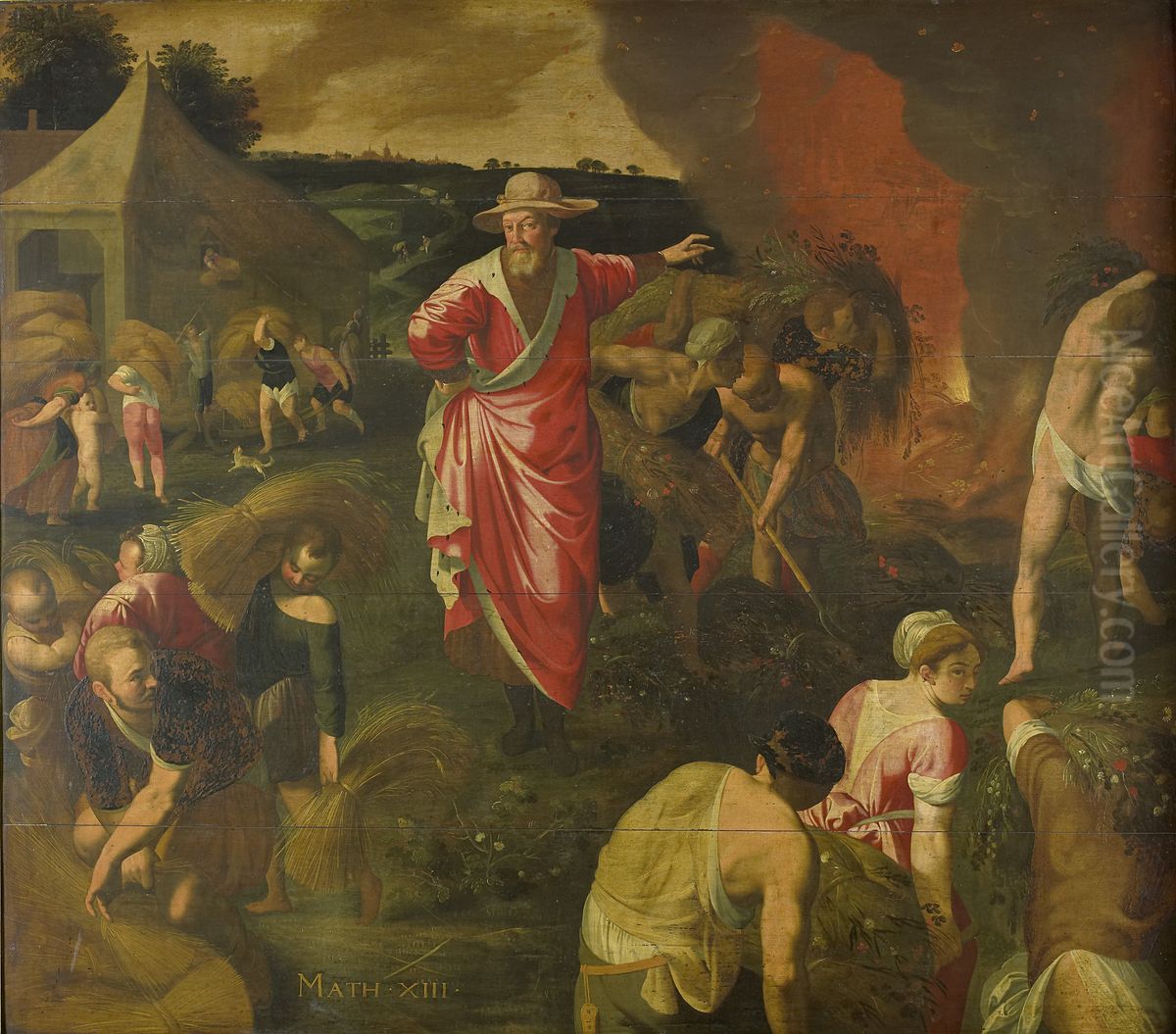 De gelijkenis van het onkruid onder de tarwe Oil Painting by Isaac van Swanenburg