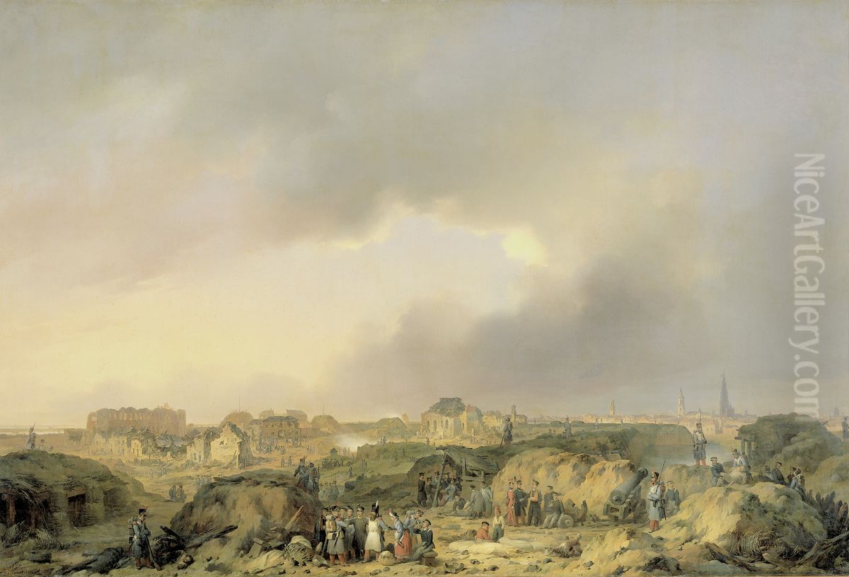 De citadel van Antwerpen kort na het beleg, 19 november-23 december 1832, en de overgave van de Nederlandse bezetting aan de Fransen. Oil Painting by Ferdinand de Braekeleer