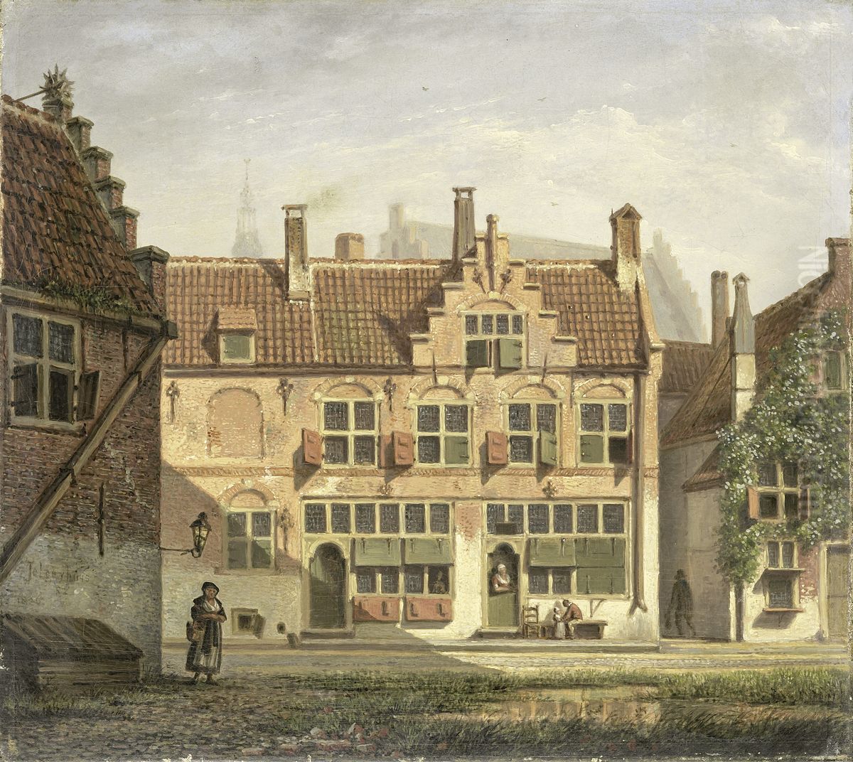 Een straat in Amersfoort Oil Painting by Johannes Jelgerhuis