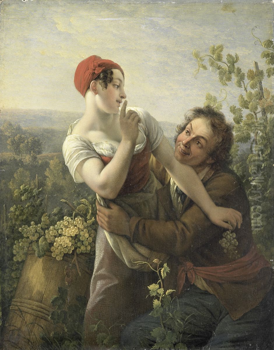 De verliefde wijngaardenier Oil Painting by Peter Paul Joseph Noel