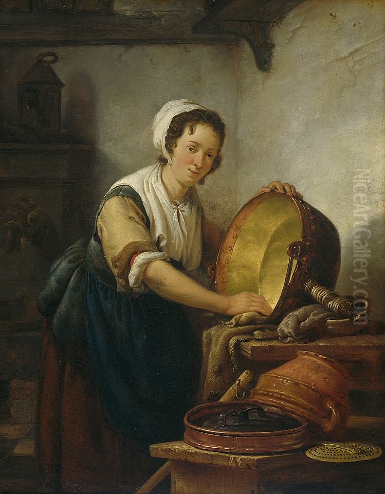 De ketelschuurster Oil Painting by Abraham van Strij