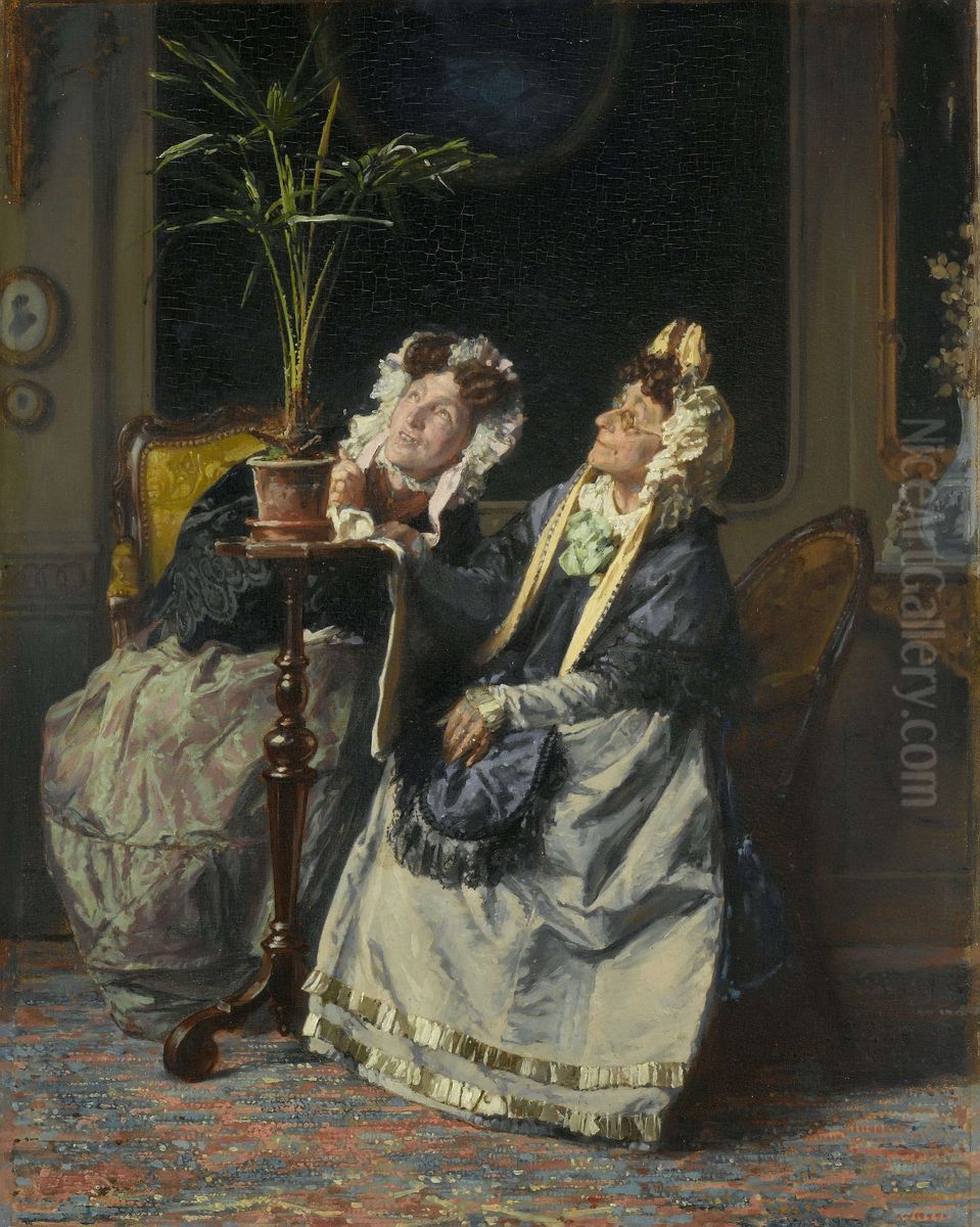 'Under the Palms' Oil Painting by Alexander Hugo Bakker Korff