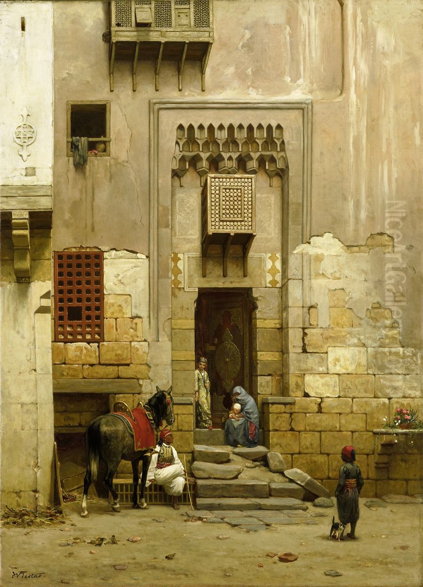 The Courtyard of a House in Cairo Oil Painting by Willem De Famars Testas