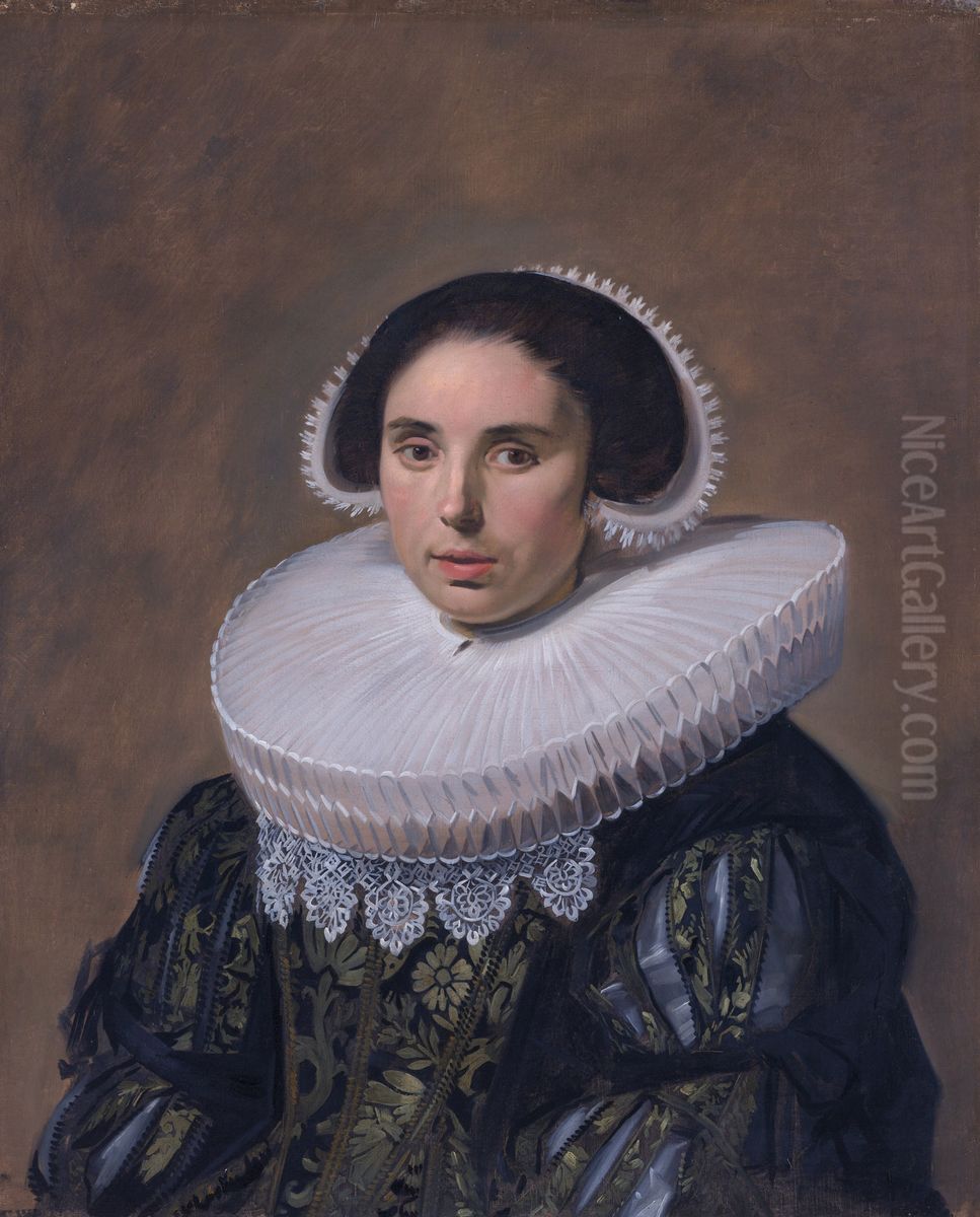 Portrait of a woman, possiblyNicolaes Hasselaer(Q15429895)(1594-1667). Second wife ofNicolaes Hasselaer Oil Painting by Frans Hals