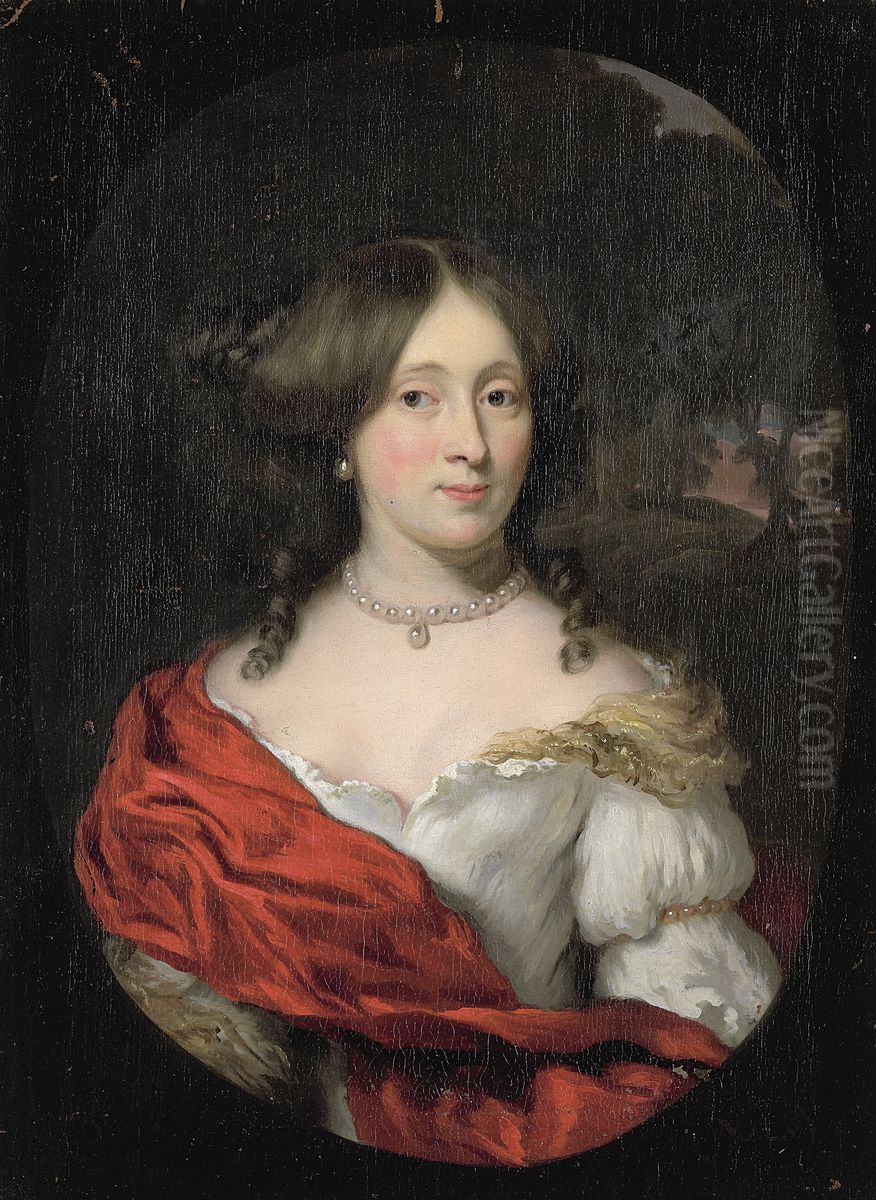 Belichje Hulft (1656-1714). Echtgenote van Gerard Rover, koopman en reder te Amsterdam Oil Painting by Nicolaes Maes