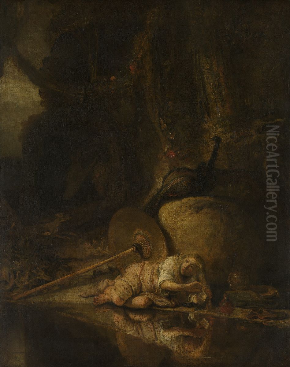 Hera Hiding during the Battle of the Gods and Giants Oil Painting by Carel Fabritius