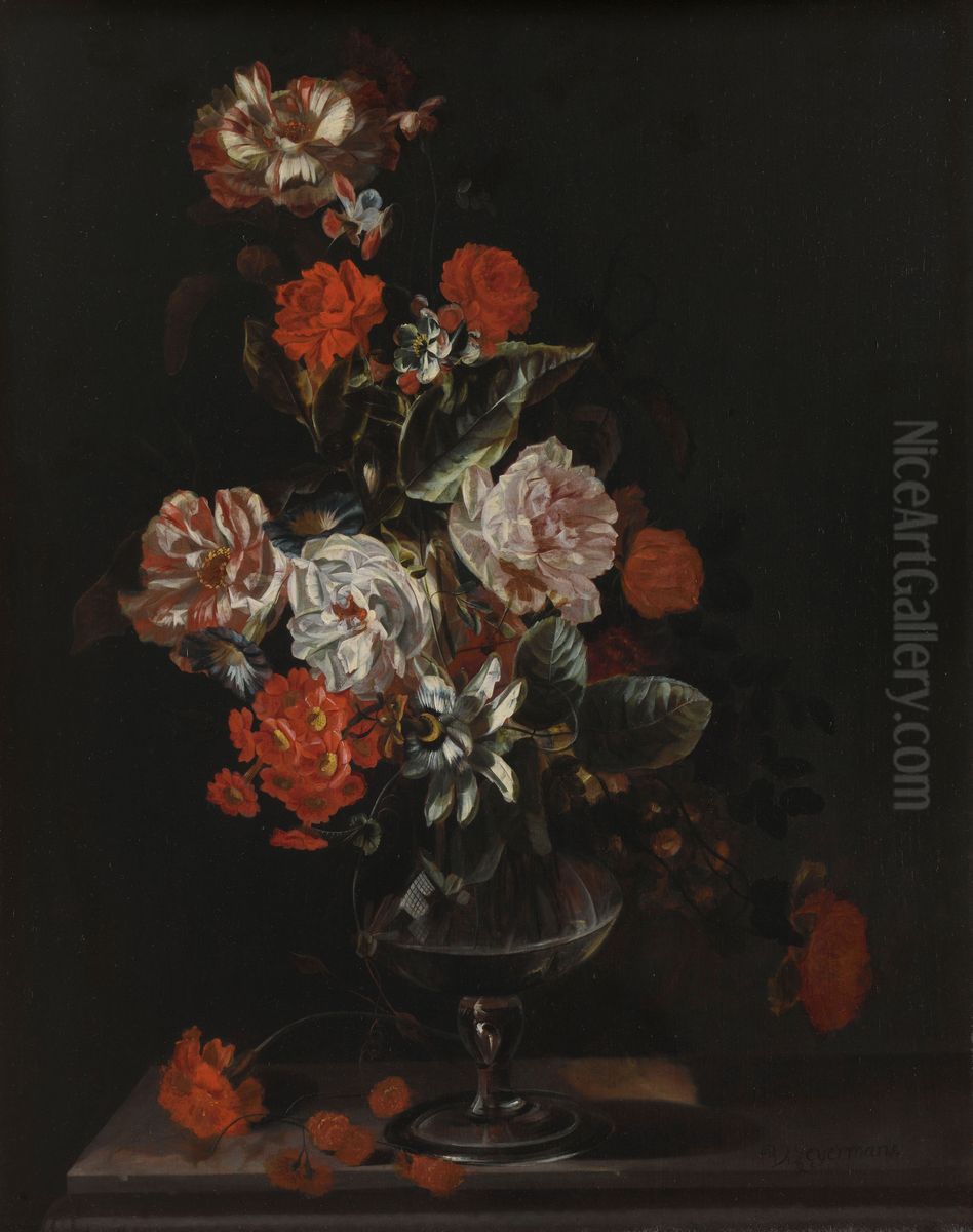 Stilleven met bloemen Oil Painting by Jacob Campo Weyerman
