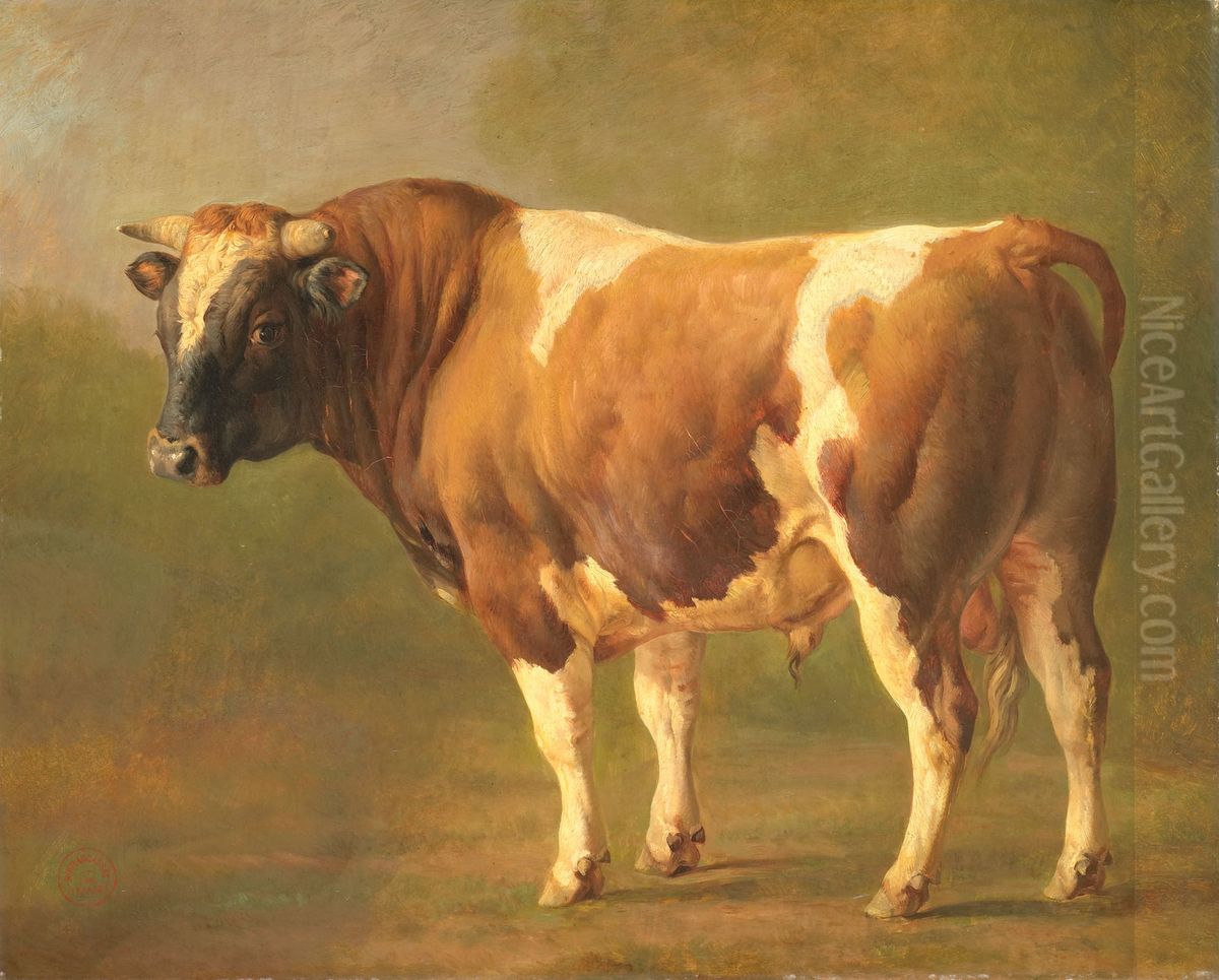 Study of a Bull Oil Painting by Jacques Raymond Brascassat