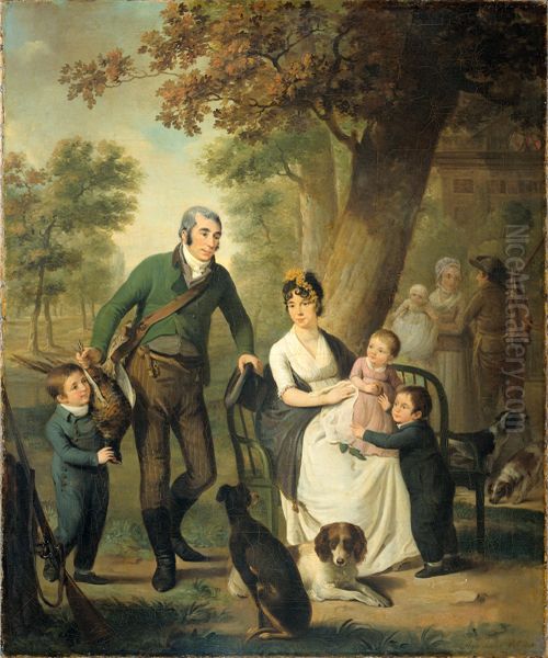 Jonkheer Gijsbert Carel Rutger Reinier van Brienen van Ramerus (1771-1821). Met zijn vrouw en vier van hun kinderen Oil Painting by Adriaan de Lelie