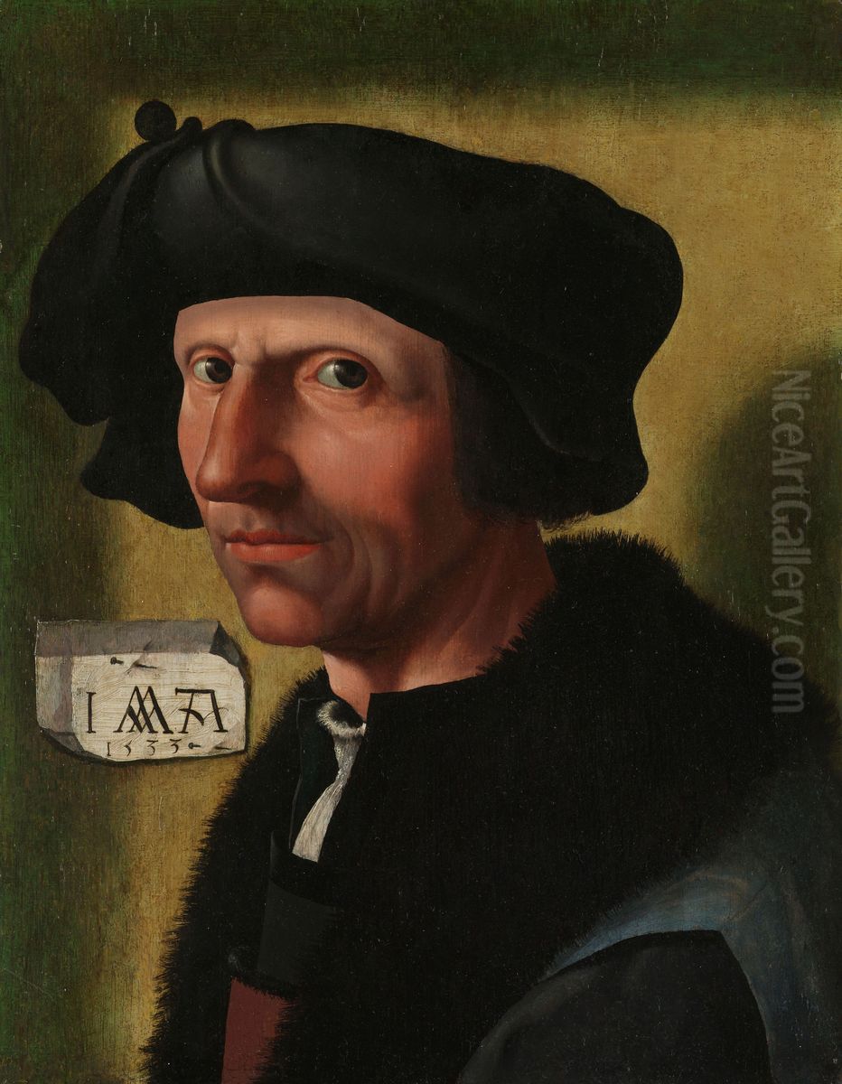 Portrait of Jacob Cornelisz van Oostsanen Oil Painting by Jacob Cornelisz Van Oostsanen