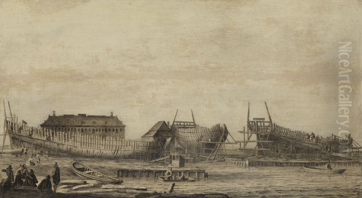 De scheepstimmerwerf der Admiraliteit Oil Painting by Ludolf Bakhuizen