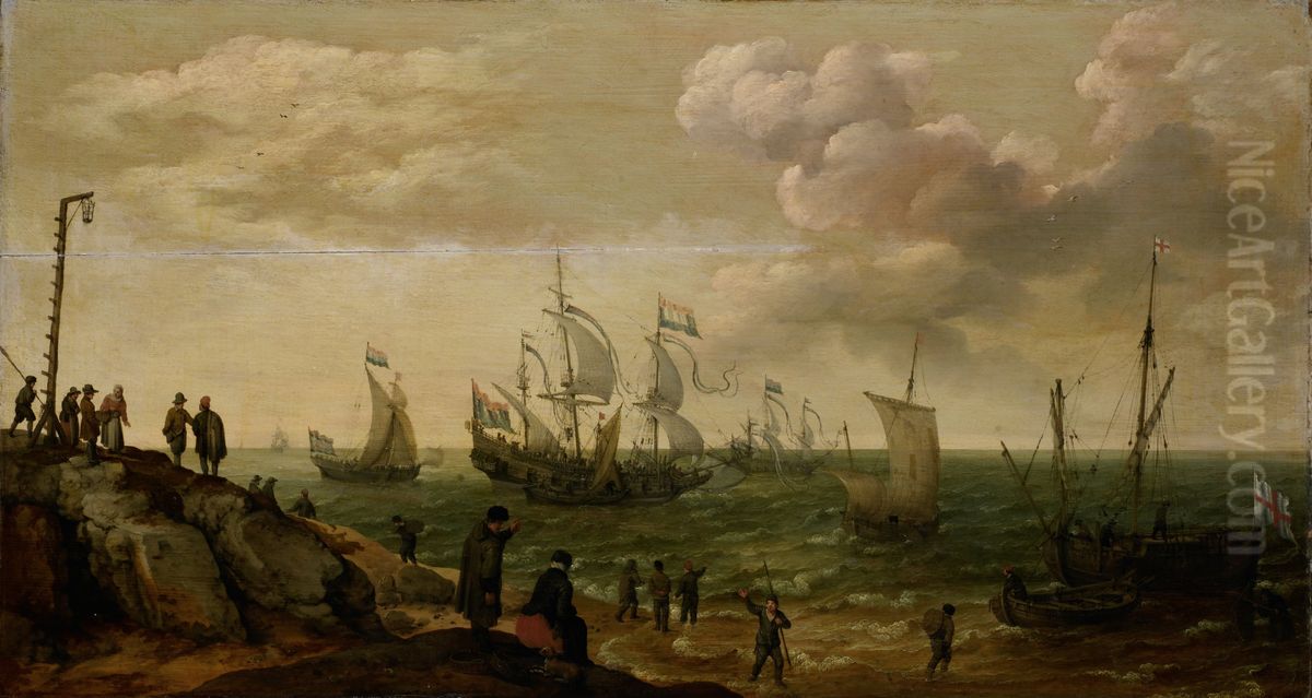 Schepen voor de kust Oil Painting by Adam Willaerts
