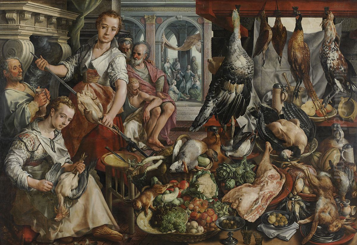 De welvoorziene keuken Oil Painting by Joachim Beuckelaer