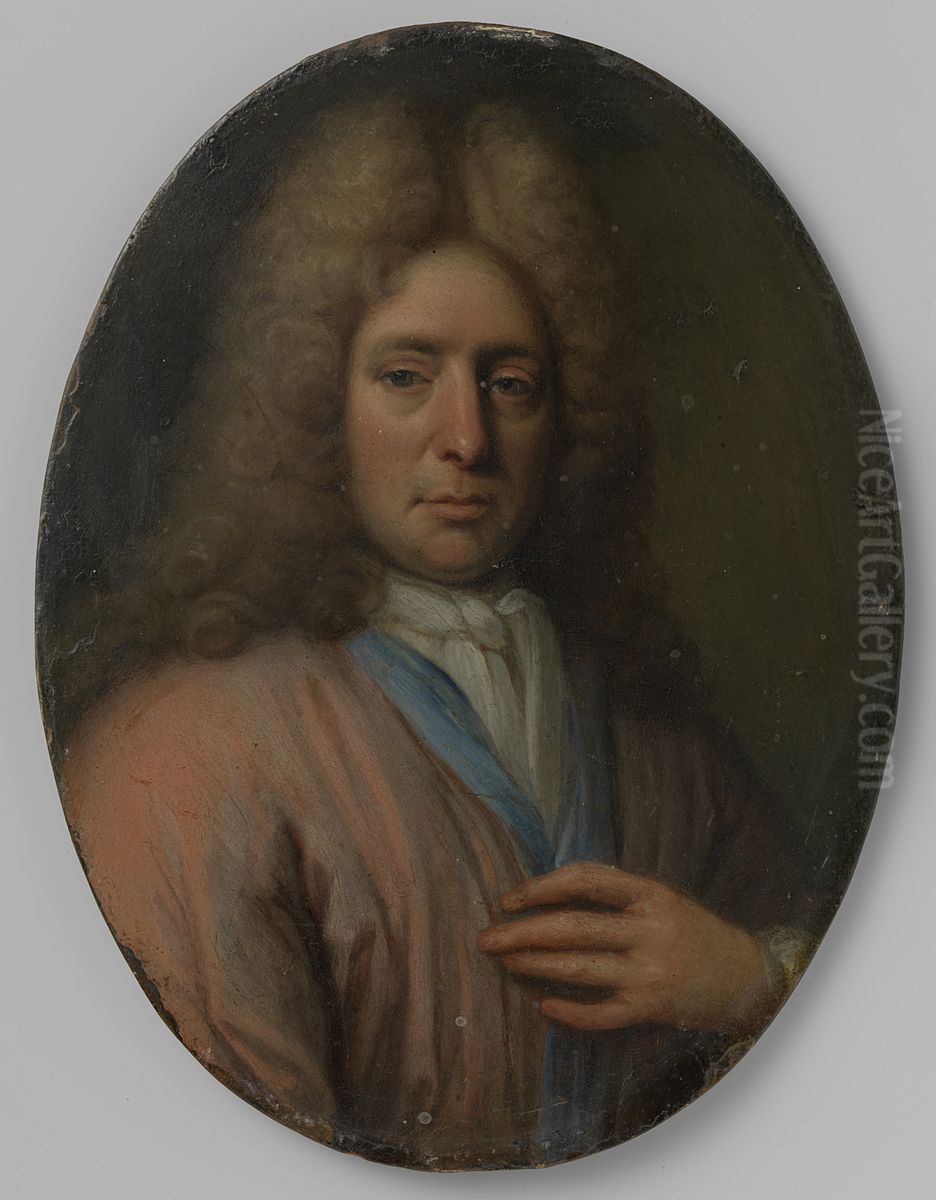 Portret van een man, misschien een zelfportret Oil Painting by Jan Verkolje