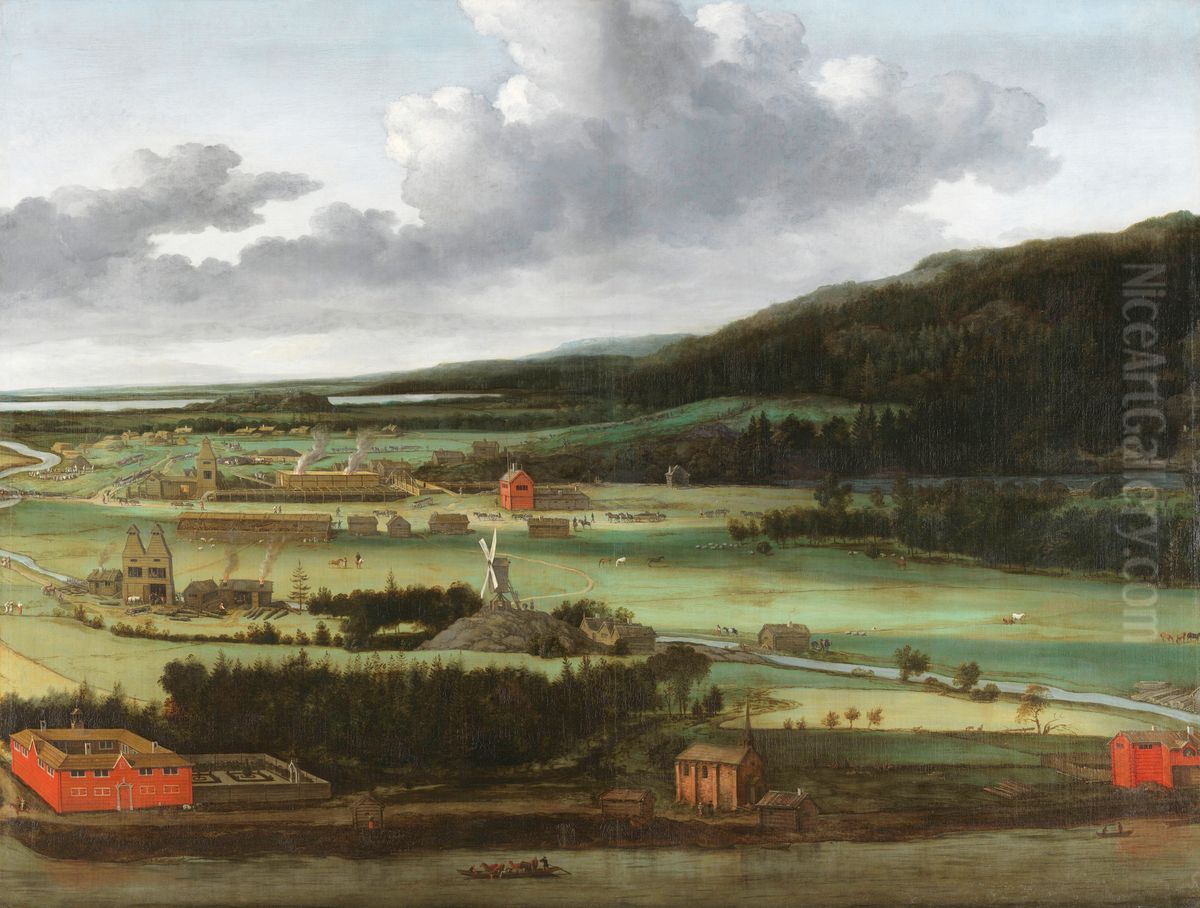 Hendrik Trip's Cannon Foundry in Julitabruk, Sweden Oil Painting by Allaert van Everdingen