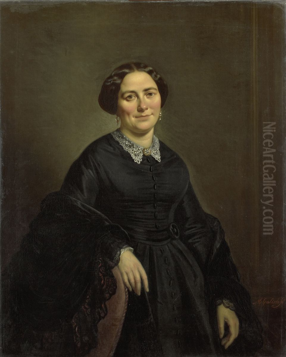 Johanna Christina Beelenkamp (1820-90). Echtgenote van Cornelis Outshoorn Oil Painting by Moritz Calisch