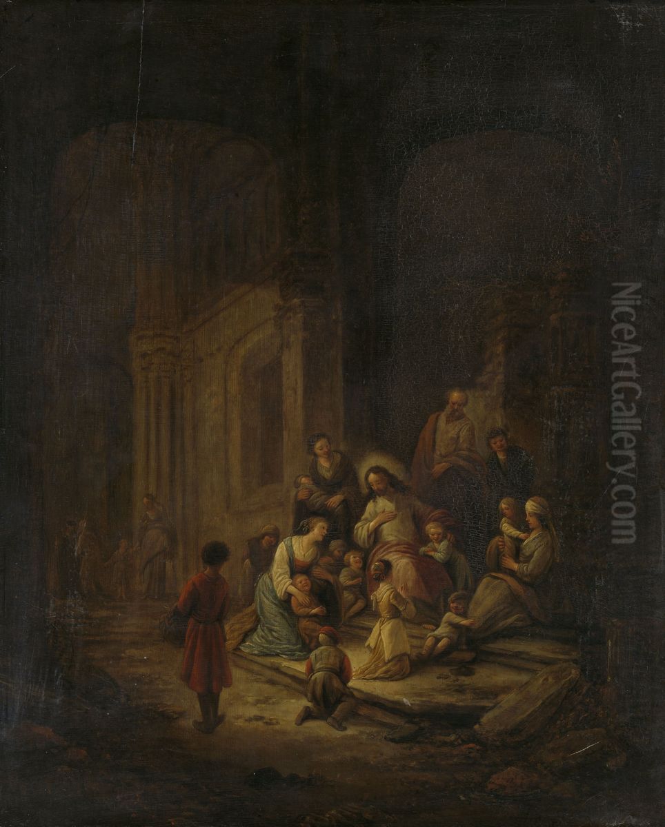 Christus zegent de kinderen Oil Painting by Jacob Willemsz de Wet