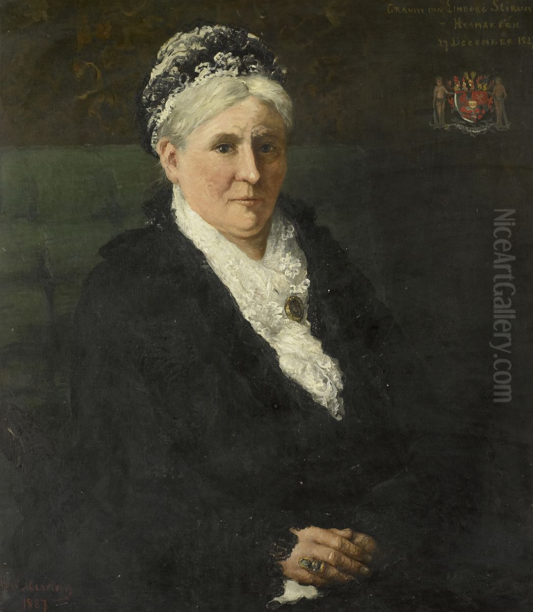 Maria Hermina Heemskerk (1827-1908). Spouse of Menno David Graaf van Limburg Stirum Oil Painting by Hendrik Willem Mesdag