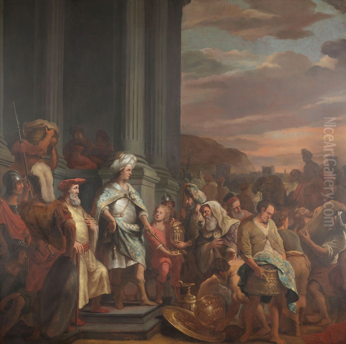 King Cyrus Handing over the Treasure Looted from the Temple of Jerusalem Oil Painting by Ferdinand Bol