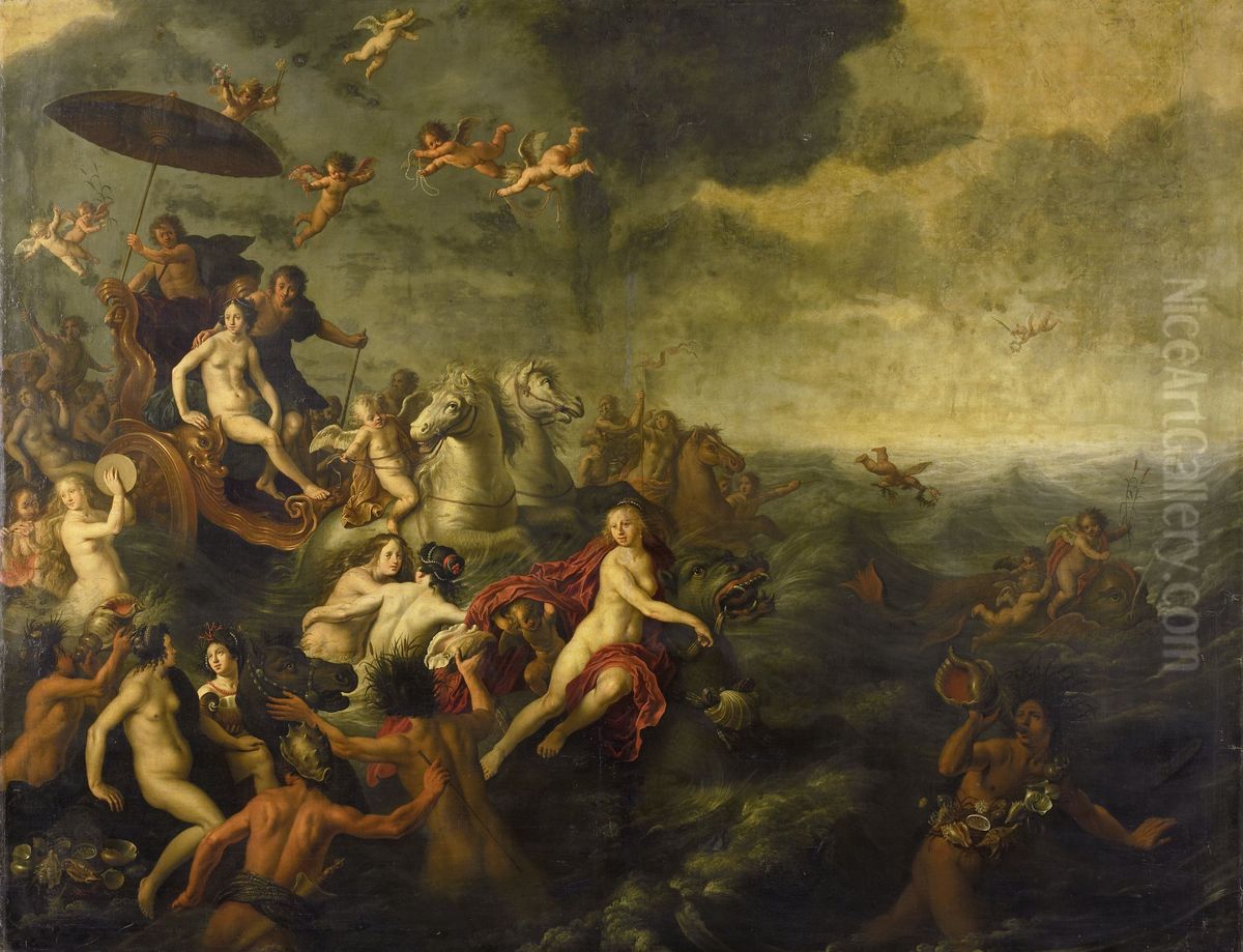 The triumph of Acis and Galatea Oil Painting by Adriaen van Nieulandt the younger