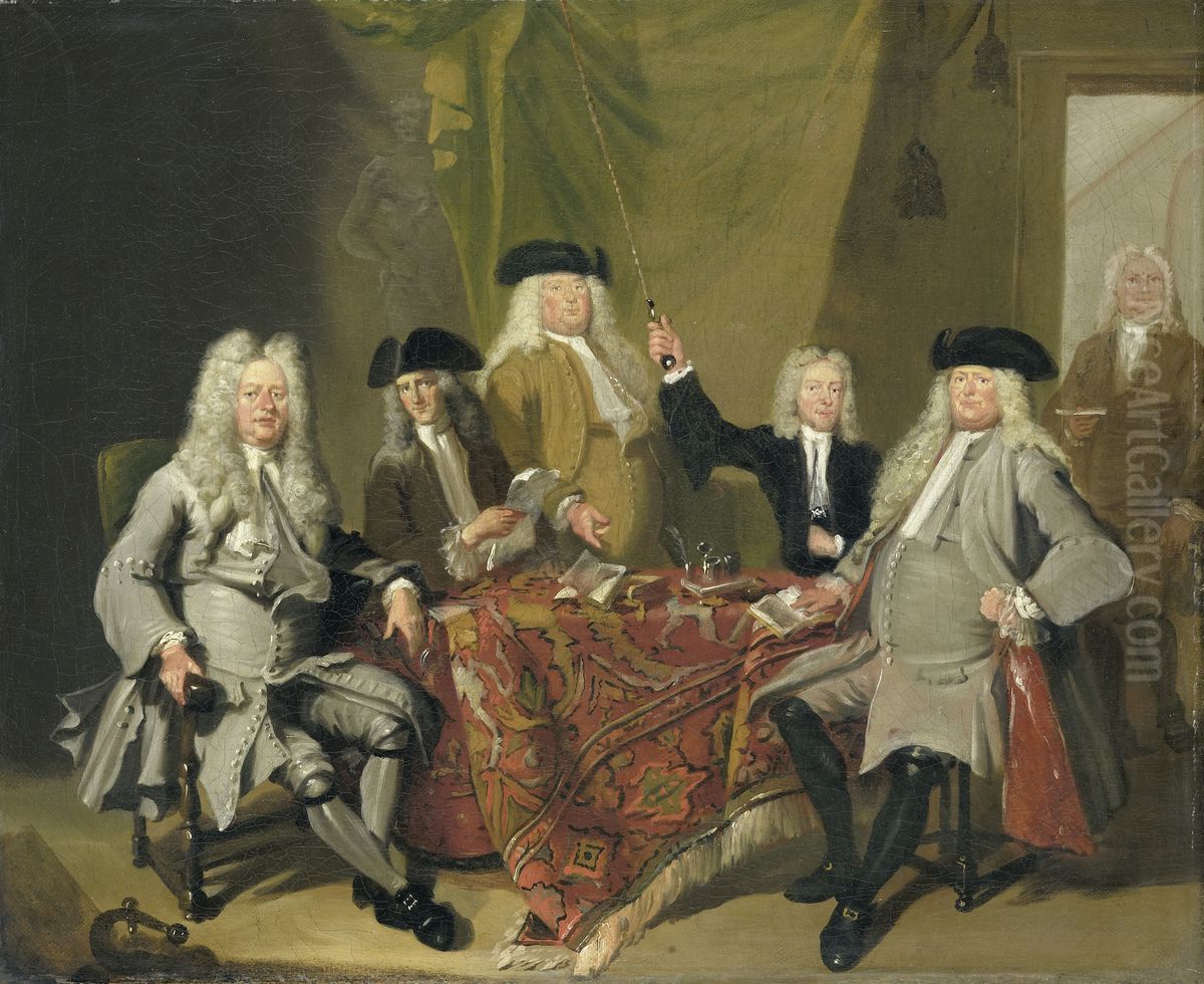 De inspecteurs van het Collegium Medicum te Amsterdam, 1724 Oil Painting by Cornelis Troost